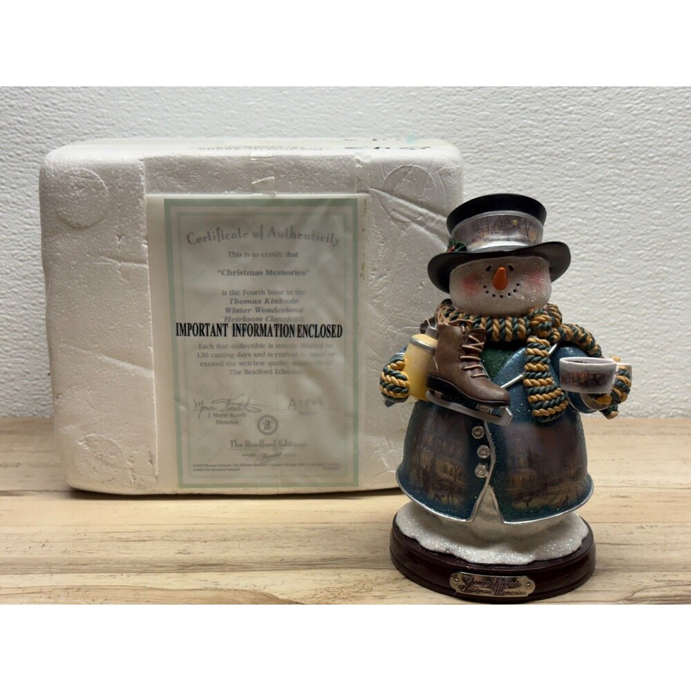 2004 Thomas Kinkade Christmas Memories Snowman Bradford Collection
